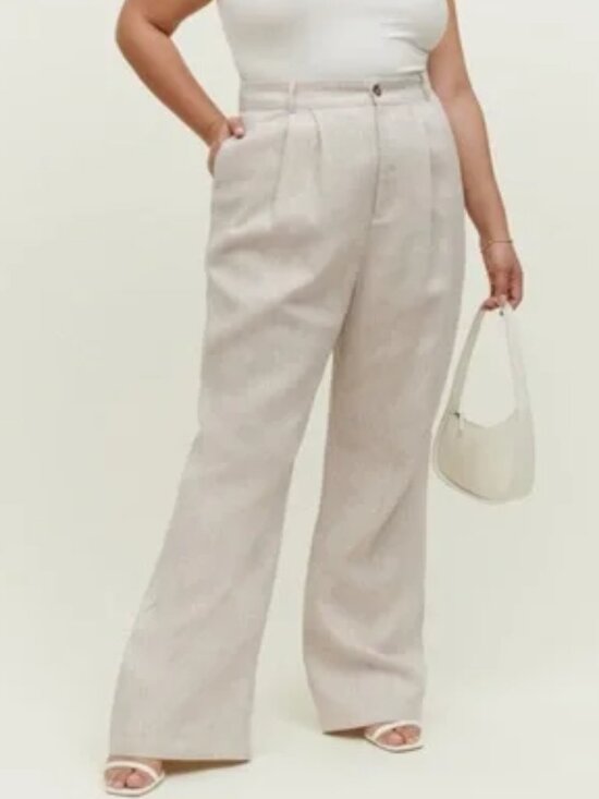 Reformation Pants - REFORMATION Vesta Linen Pant 18 NEW Quiet Luxury Old Money Minimalist Neutral